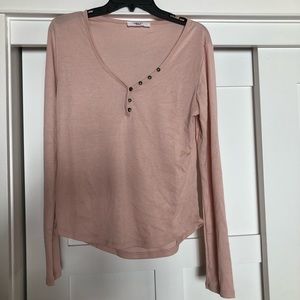 Pink long sleeve V neck